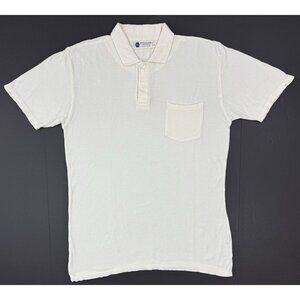 Industry Of All Nations IOAN Polo Mens Sz Small Natural Off White Organic Cotton
